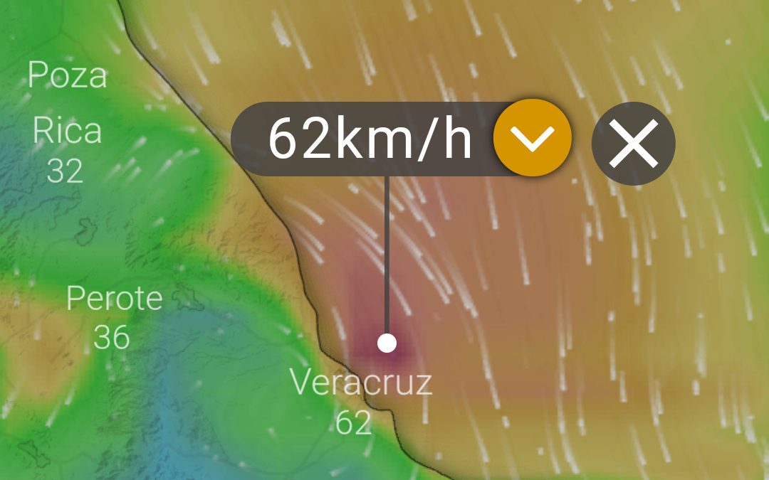 62 km/h fue el máximo aire hoy mañana puede igualar o superar sobre el puerto de Veracruz.