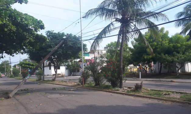 Cerrada la av Arista y Cervantes Saavedra , entrando al inf Chiveria en Veracruz por un poste de Telmex que se cayó