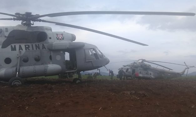“FALLA EN EL TABLERO”; ATERRIZAJE FORZOSO DE AERONAVE DE SEMAR EN VERACRUZ, ELEMENTOS RESGUARDAN