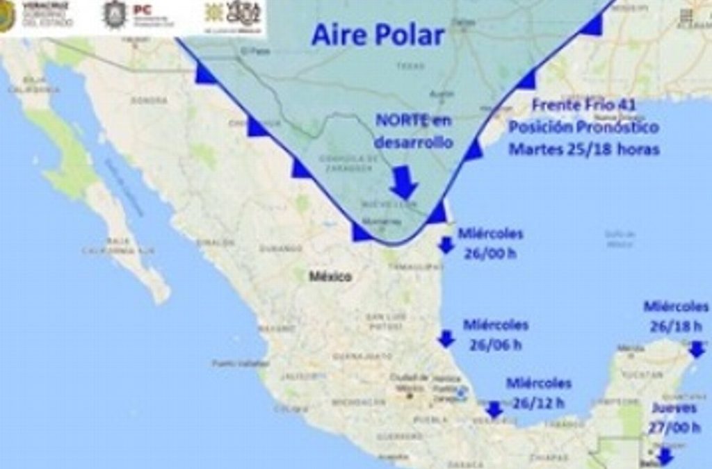 Actualizan alerta gris por norte con rachas de hasta 125 Km/h y frente frío en Veracruz