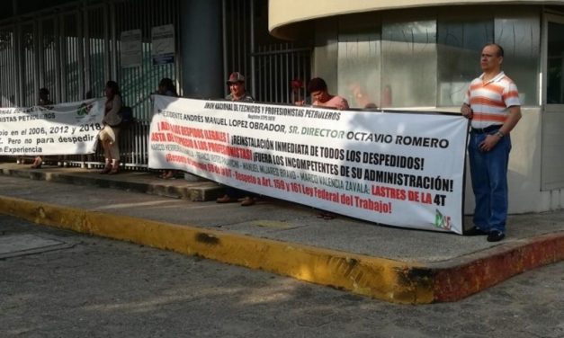 Trabajadores de Pemex cumplen 21 días en plantón en Coatzacoalcos, Veracruz