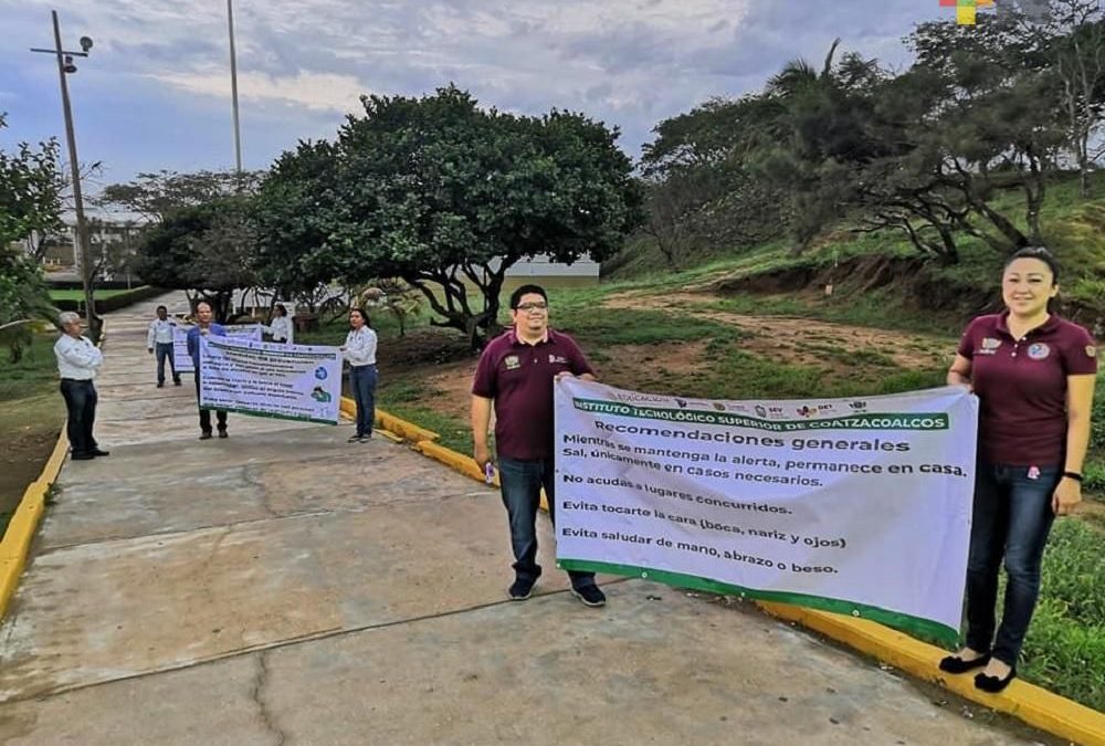 Instalan filtro sanitario en la entrada principal del Instituto Tecnológico Superior de Coatzacoalcos (Itesco)