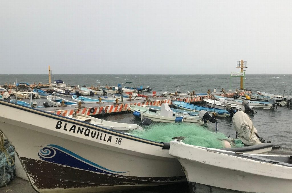 Pescadores resguardan algunas lanchas por vientos del norte en Veracruz