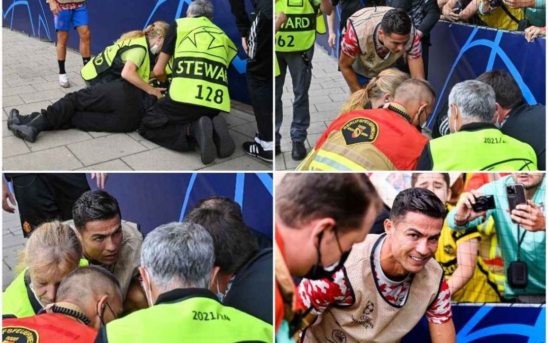 DA BALONAZO CRISTIANO ROLNALDO A GUARDIA DE SEGURIDAD