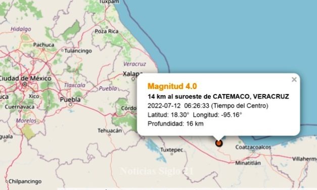 AMANECE MARTES CON UN SISMO EN CATEMACO