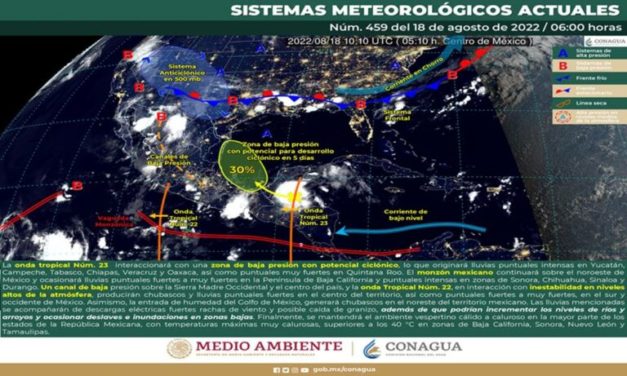Lluvias puntuales intensas con descargas eléctricas y caída de granizo en el noroeste y sureste del país