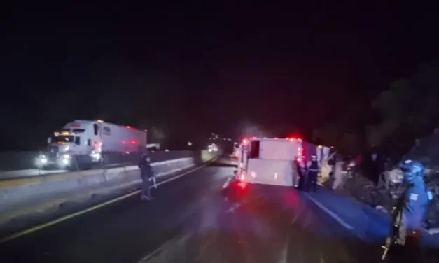 Vuelca camión con reses