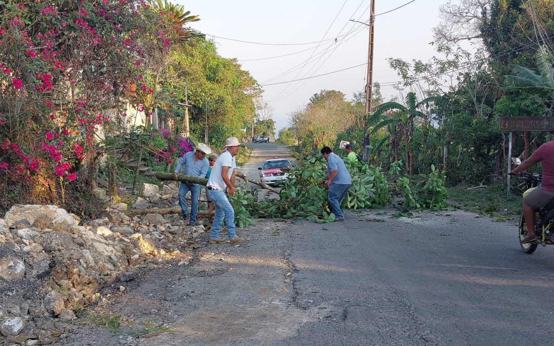 COMUNEROS LIMPIAN EL DERECHO DE VIA DE LA CARRETERA PLAN DE ARROYOS-TLAPACOYAN