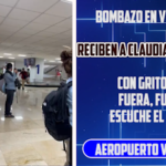 ENTRE GRITOS DE «FUERA» y «PRESIDENTA» RECIBIERON  A CLAUDIA SHEINBAUM EN AEROPUERTO DE VERACRUZ (VIDEO)