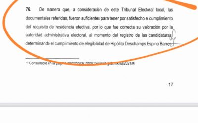 Tribunal Electoral acreditó residencia de Polo Deschamps desde el 15 de abril pasado