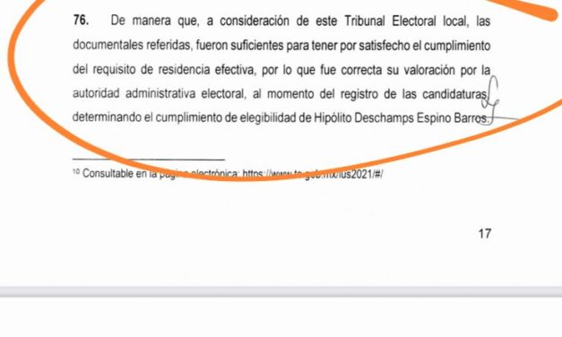Tribunal Electoral acreditó residencia de Polo Deschamps desde el 15 de abril pasado