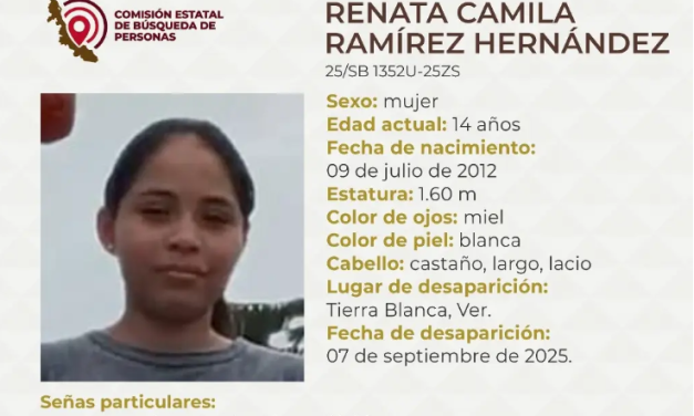 Desaparece adolescente en Tierra Blanca, Veracruz; familiares piden ayuda para localizarla