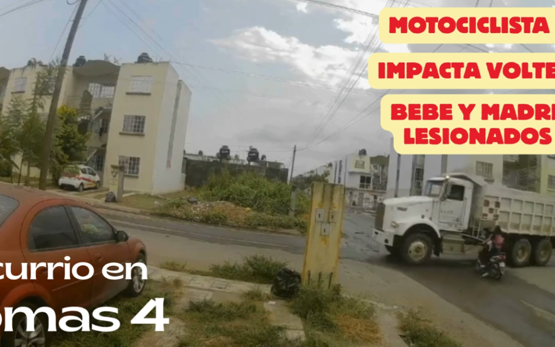 MADRE Y BEBE EN MOTO CONTRA VOLTEO (AL VER EL VIDEO, USTED JUZGUE)