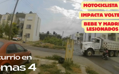 MADRE Y BEBE EN MOTO CONTRA VOLTEO (AL VER EL VIDEO, USTED JUZGUE)