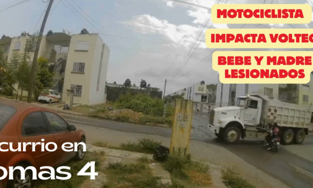 MADRE Y BEBE EN MOTO CONTRA VOLTEO (AL VER EL VIDEO, USTED JUZGUE)