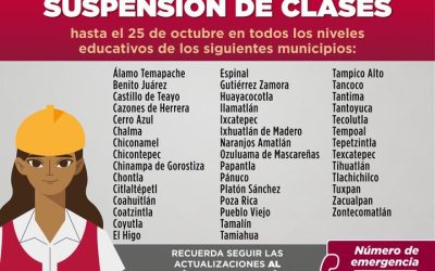 EXTIENDEN SUSPENSIÓN DE CLASES UNA SEMANA MÁS EN VERACRUZ POR AFECTACIONES DE LAS LLUVIAS
