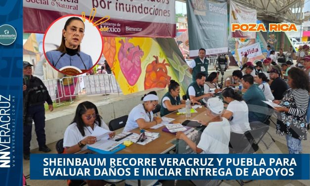 CLAUDIA SHEINBAUM SUPERVISA LABORES DE APOYO EN VERACRUZ Y PUEBLA TRAS LLUVIAS TORRENCIALES