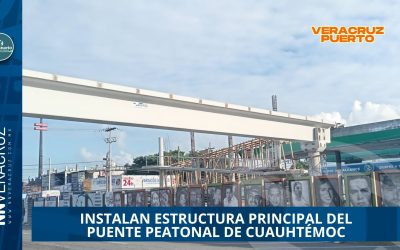 INSTALAN ESTRUCTURA PRINCIPAL DEL PUENTE PEATONAL DE CUAUHTÉMOC