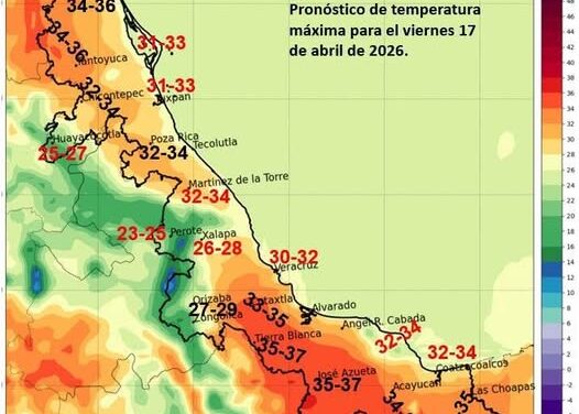 Aquí el pronóstico de temperaturas máximas para este viernes 17 de abril de 2026