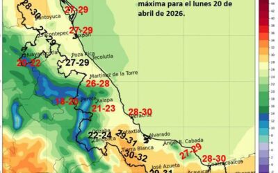 Amigas y amigos, hoy se prevé ambiente templado a relativamente caluroso al mediodía en el estado de Veracruz.