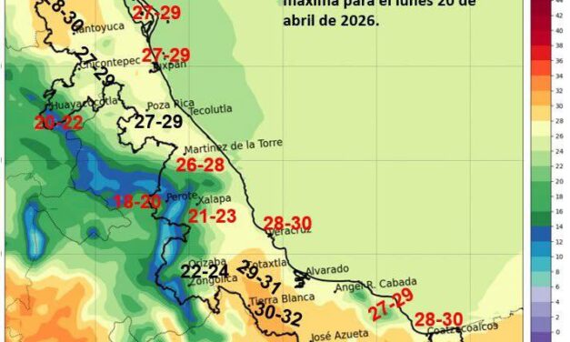Amigas y amigos, hoy se prevé ambiente templado a relativamente caluroso al mediodía en el estado de Veracruz.